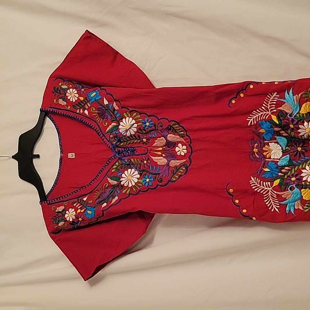 VINTAGE EMBROIDERED FLOWERS DRESS